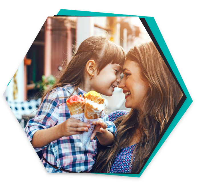 mother and daughter enjoying ice cream together